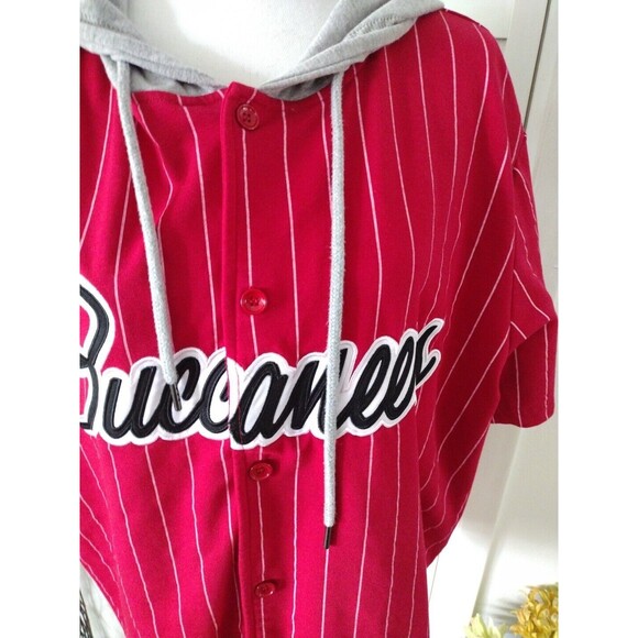 NFL Tampa Bay Buccaneers Football Button Down Short Sleeve Hooded Shirt Men XXL - Picture 7 of 10